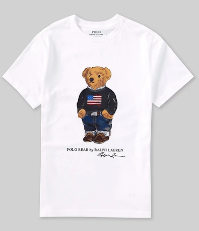 Polo Ralph Lauren Big Boys Short Sleeve U.S. Flag Polo Bear T-Shirt