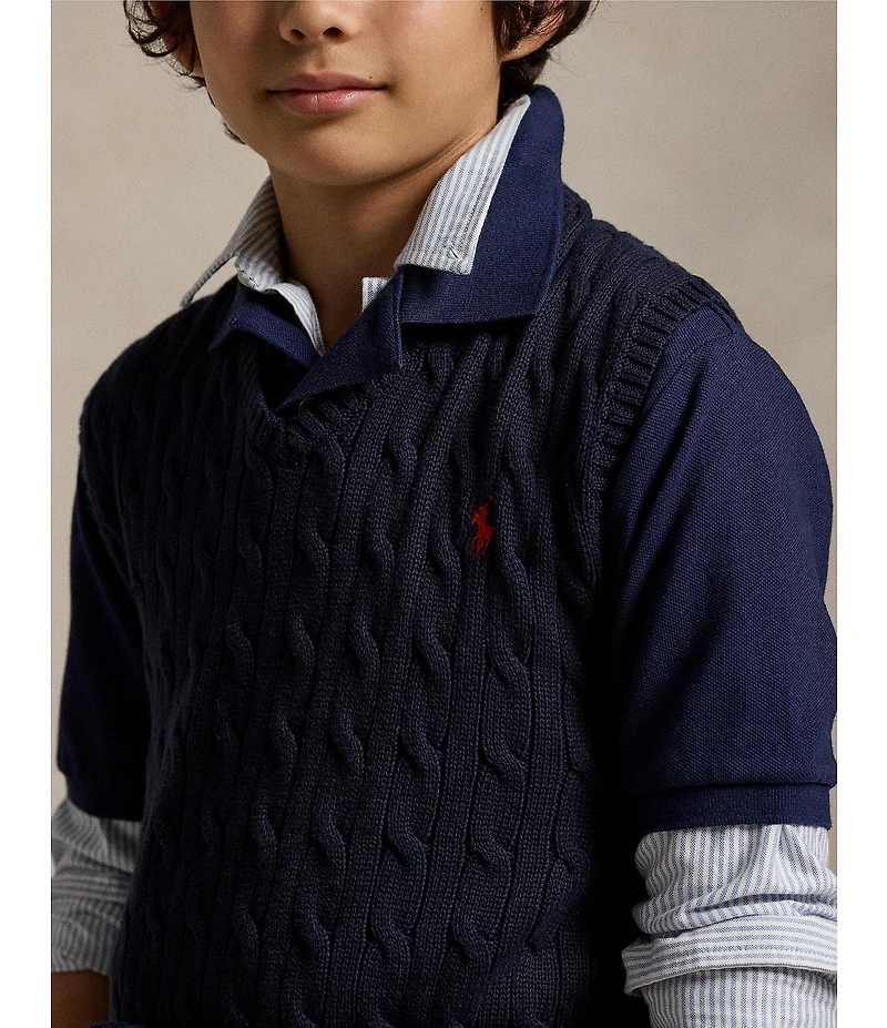 Polo Ralph Lauren Big Boys Sleeveless Cable-Knit Sweater Vest