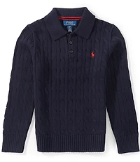 Polo Ralph Lauren Big Boys Long Sleeve Cable Knit Polo Sweater