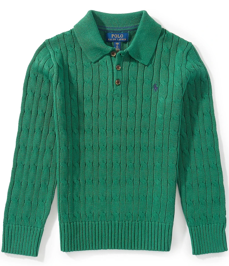 Polo Ralph Lauren Big Boys Long Sleeve Cable Knit Polo Sweater