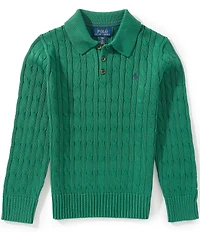 Polo Ralph Lauren Big Boys Long Sleeve Cable Knit Polo Sweater