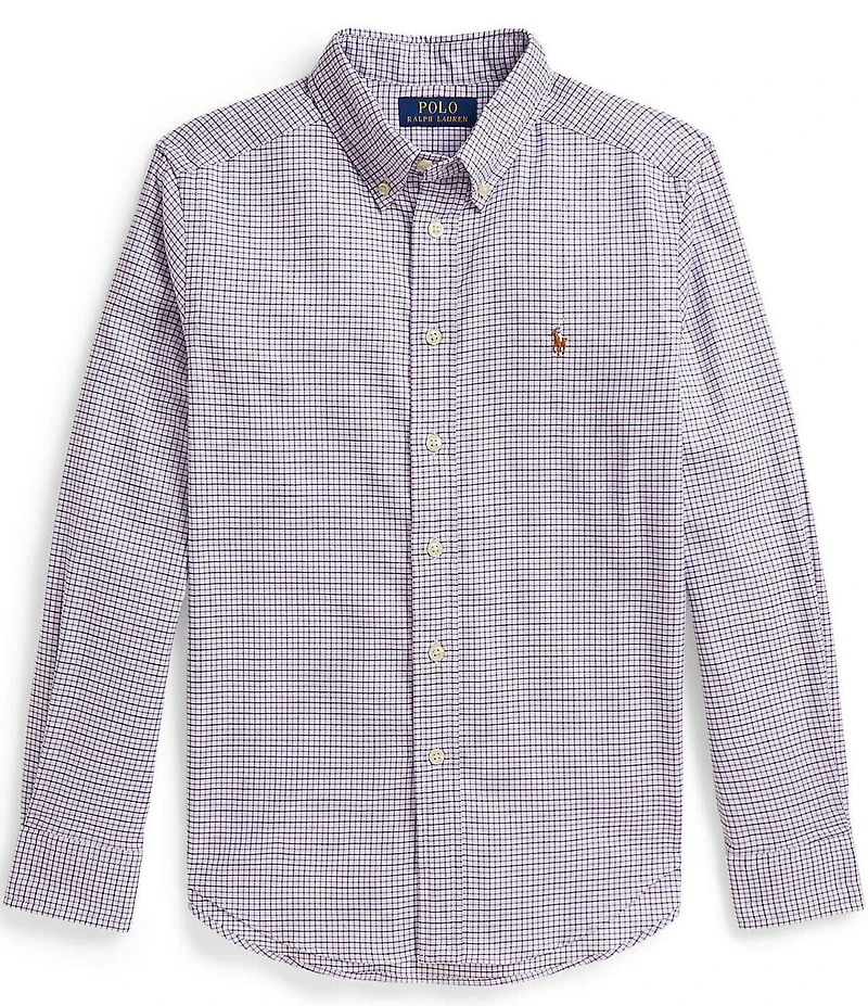 Polo Ralph Lauren Big Boys Long Sleeve Checked Performance Oxford Shirt