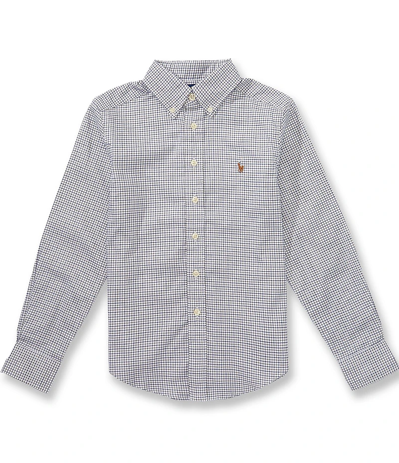 Polo Ralph Lauren Big Boys Long Sleeve Performance Checked Oxford Shirt