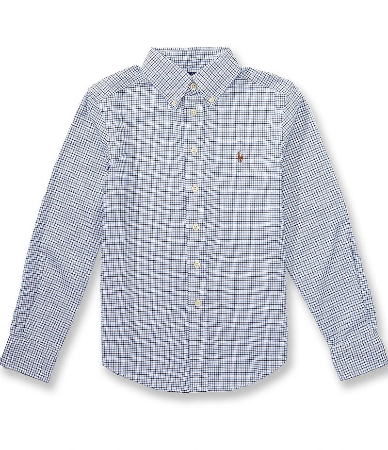 Polo Ralph Lauren Big Boys Long Sleeve Performance Checked Oxford Shirt