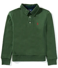 Polo Ralph Lauren Big Boys Long-Sleeve Polo-Collar Plaid-Trim Fleece Sweatshirt