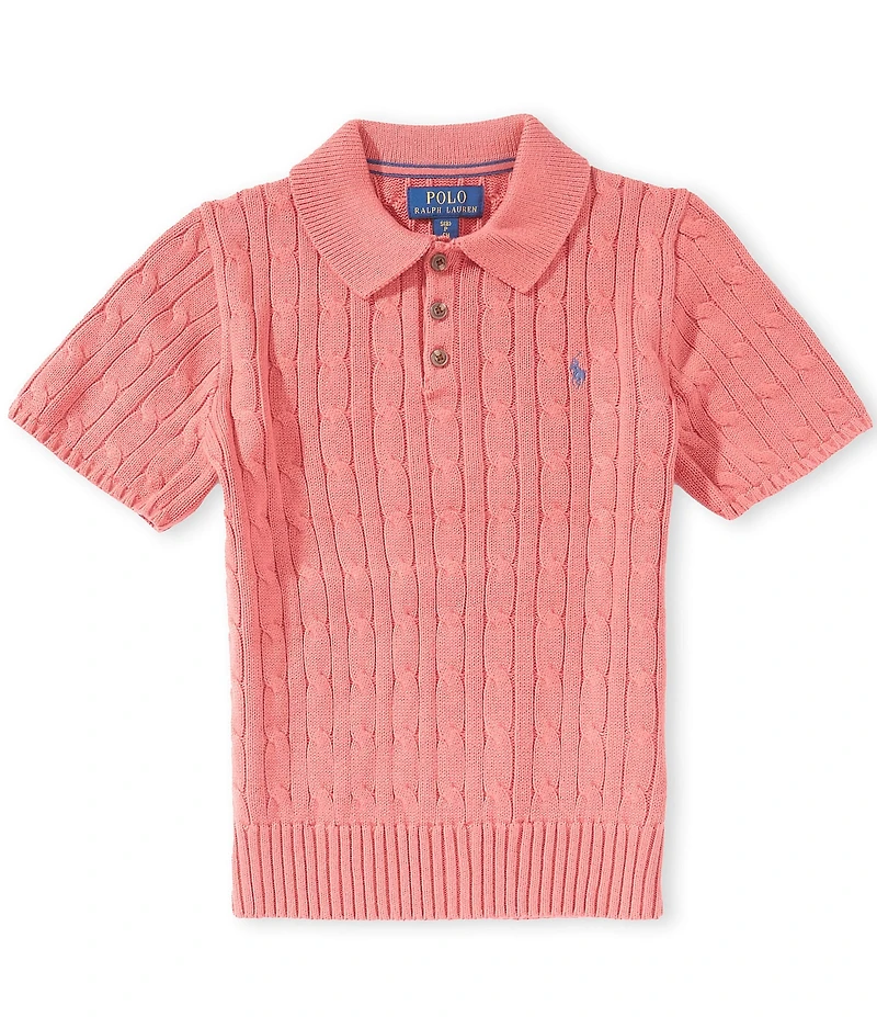 Polo Ralph Lauren Big Boys Short-Sleeve Cable-Knit Polo Sweater