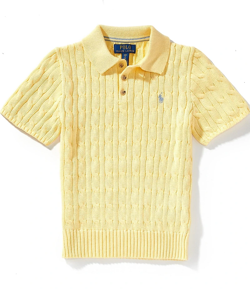 Polo Ralph Lauren Big Boys Short-Sleeve Cable-Knit Polo Sweater