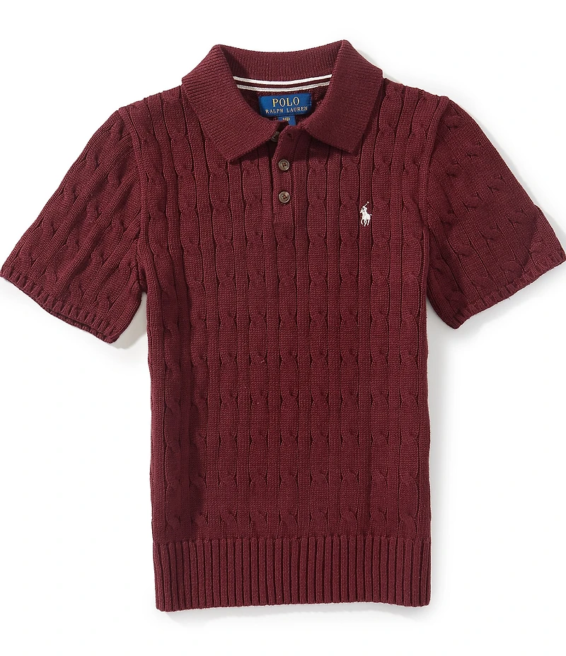 Polo Ralph Lauren Big Boys Short Sleeve Cable Knit Polo Sweater