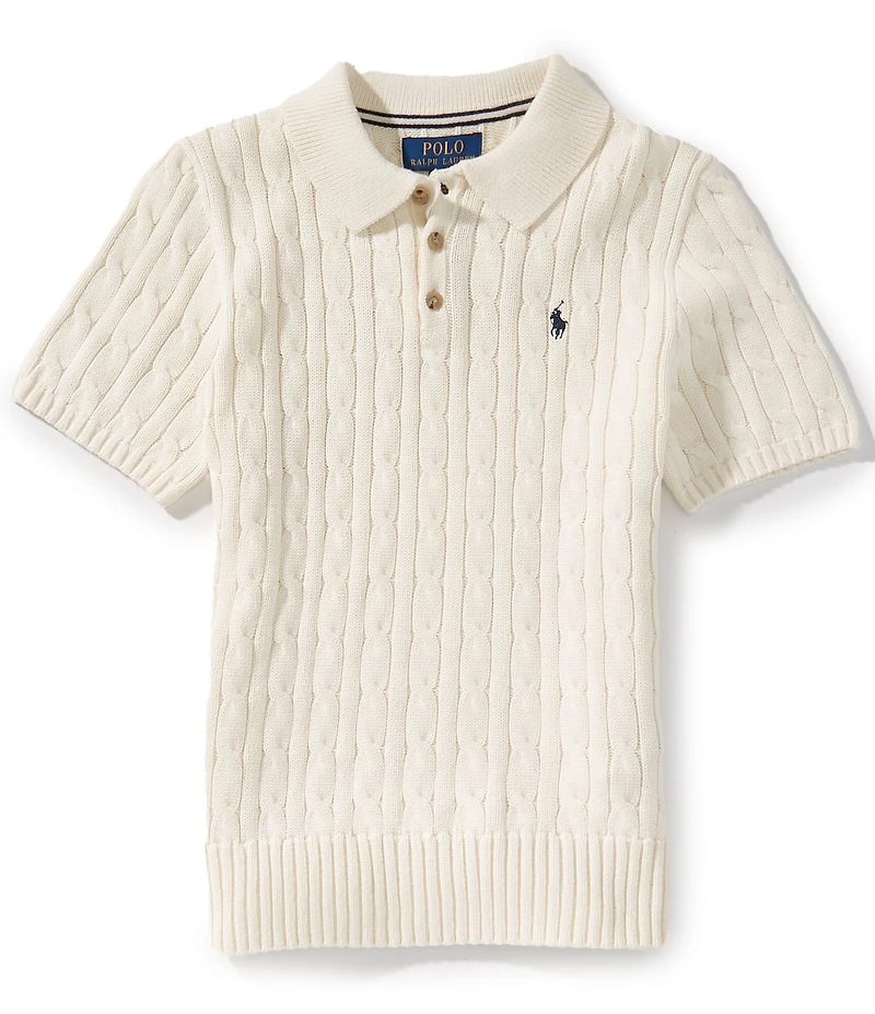 Polo Ralph Lauren Big Boys Short-Sleeve Cable-Knit Polo Sweater