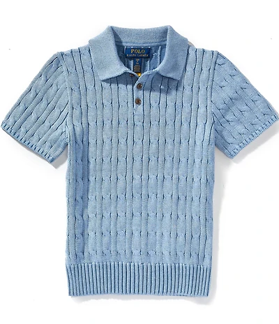 Polo Ralph Lauren Big Boys Short-Sleeve Cable-Knit Polo Sweater