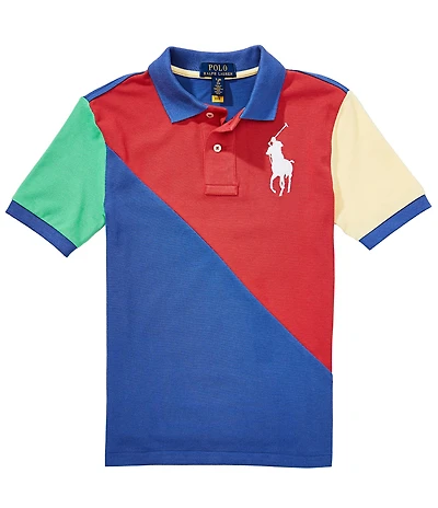 Polo Ralph Lauren Big Boys Short-Sleeve Color Blocked Big Pony Mesh Polo Shirt