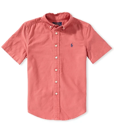 Polo Ralph Lauren Big Boys Short-Sleeve Garment-Dyed Oxford Shirt