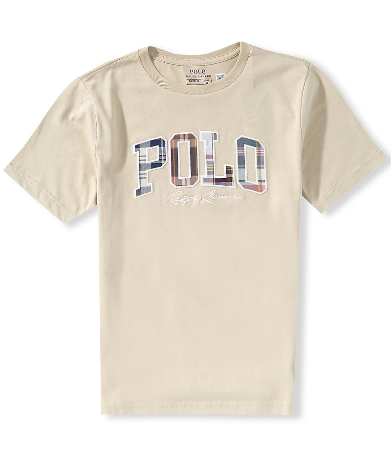 Polo Ralph Lauren Big Boys Short-Sleeve Madras-Logo Jersey Tee