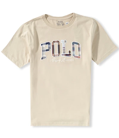 Polo Ralph Lauren Big Boys Short-Sleeve Madras-Logo Jersey Tee