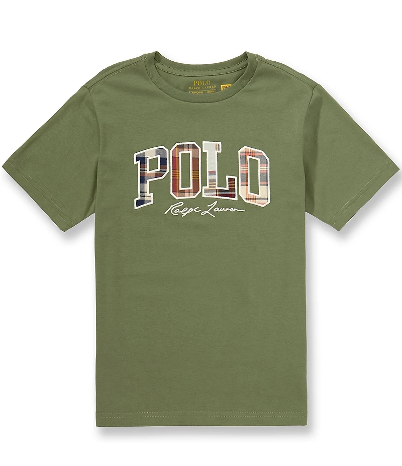 Polo Ralph Lauren Big Boys Short-Sleeve Madras-Logo Jersey Tee