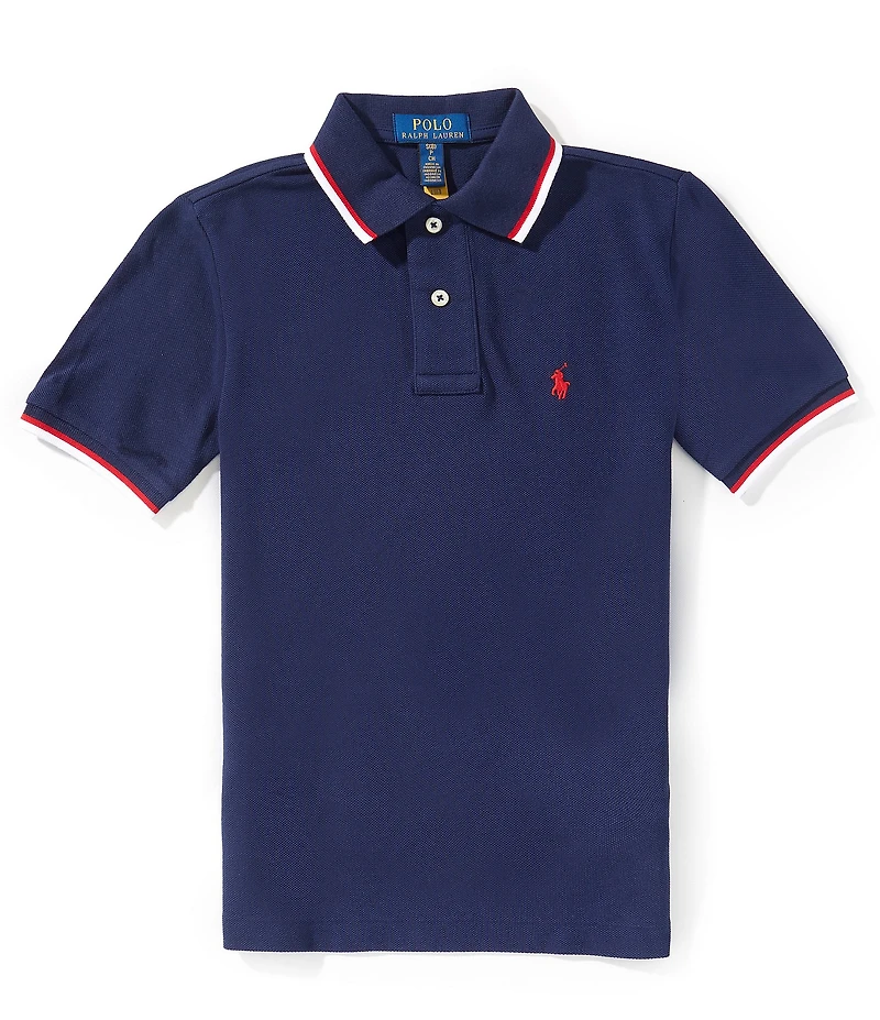Polo Ralph Lauren Big Boys Short Sleeve Striped Trim Mesh Polo Shirt