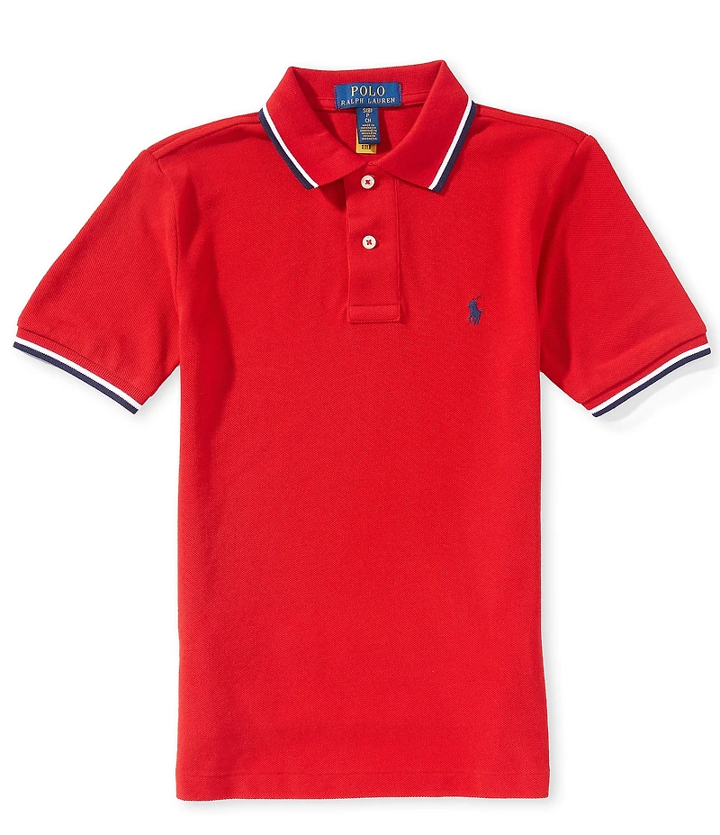 Polo Ralph Lauren Big Boys Short Sleeve Striped Trim Mesh Polo Shirt