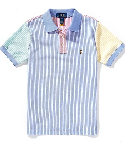 Polo Ralph Lauren Big Boys Short Sleeve Striped/Color Blocked Oxford Mesh Polo Shirt