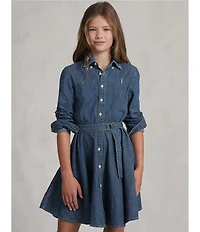 Polo Ralph Lauren Big Girls Belted Denim Shirt Dress