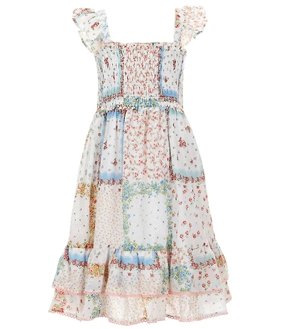 Polo Ralph Lauren Big Girls Cap Sleeve Floral Smocked Batiste Empire-Waist Dress