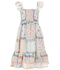 Polo Ralph Lauren Big Girls Cap Sleeve Floral Smocked Batiste Empire-Waist Dress
