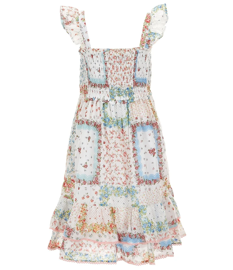 Polo Ralph Lauren Big Girls Cap Sleeve Floral Smocked Batiste Empire-Waist Dress
