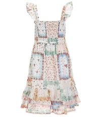 Polo Ralph Lauren Big Girls Cap Sleeve Floral Smocked Batiste Empire-Waist Dress