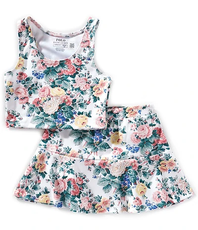 Polo Ralph Lauren Big Girls Floral-Printed Performance Jersey Top & Matching Skort Set