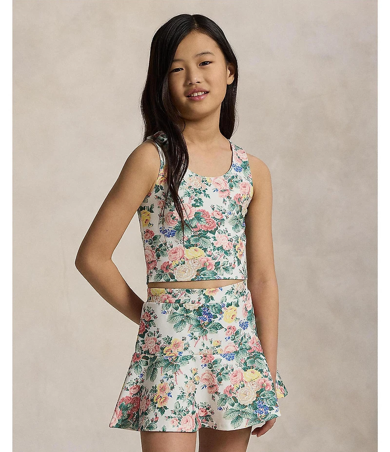 Polo Ralph Lauren Big Girls Floral-Printed Performance Jersey Top & Matching Skort Set