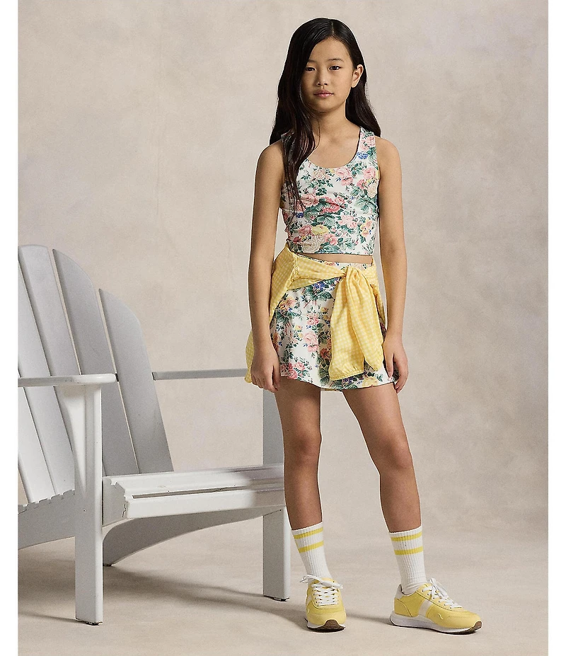Polo Ralph Lauren Big Girls Floral-Printed Performance Jersey Top & Matching Skort Set