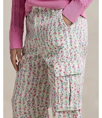 Polo Ralph Lauren Big Girls Floral Wide-Leg Canvas Cargo Pants