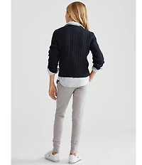 Polo Ralph Lauren Big Girls Long-Sleeve Mini-Cable-Knit Button Front Cardigan