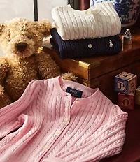 Polo Ralph Lauren Big Girls Long-Sleeve Mini-Cable-Knit Button Front Cardigan