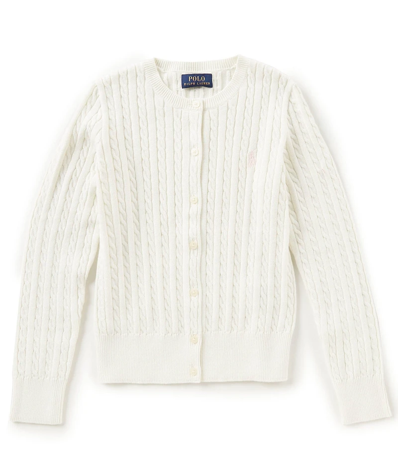 Polo Ralph Lauren Big Girls Long-Sleeve Mini-Cable-Knit Button Front Cardigan