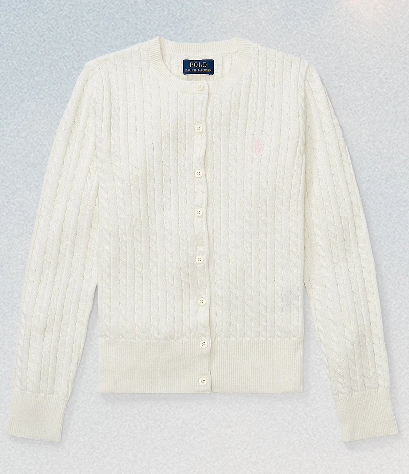 Polo Ralph Lauren Big Girls Long-Sleeve Mini-Cable-Knit Button Front Cardigan