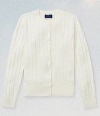 Polo Ralph Lauren Big Girls Long-Sleeve Mini-Cable-Knit Button Front Cardigan
