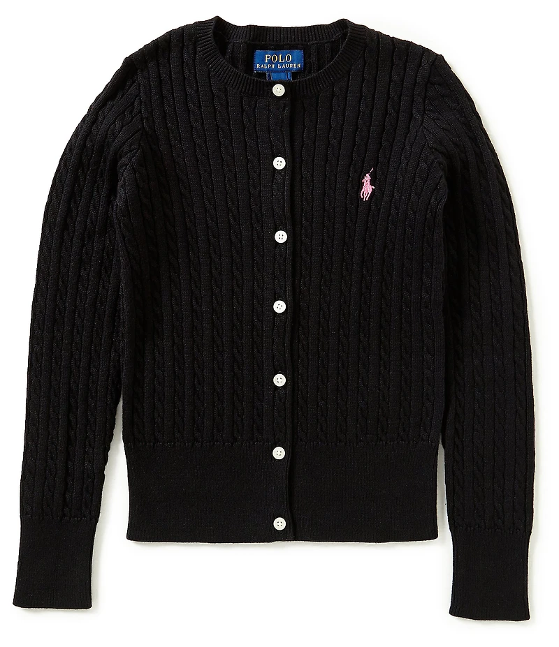 Polo Ralph Lauren Big Girls Long-Sleeve Mini-Cable-Knit Button Front Cardigan