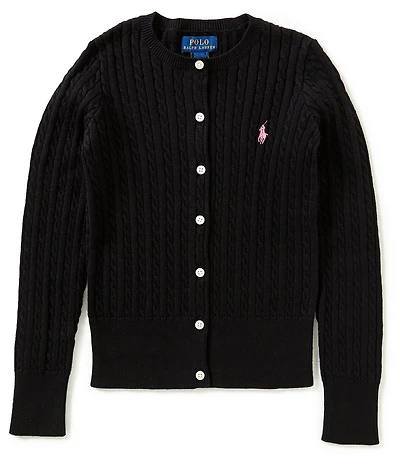Polo Ralph Lauren Big Girls Long-Sleeve Mini-Cable-Knit Button Front Cardigan