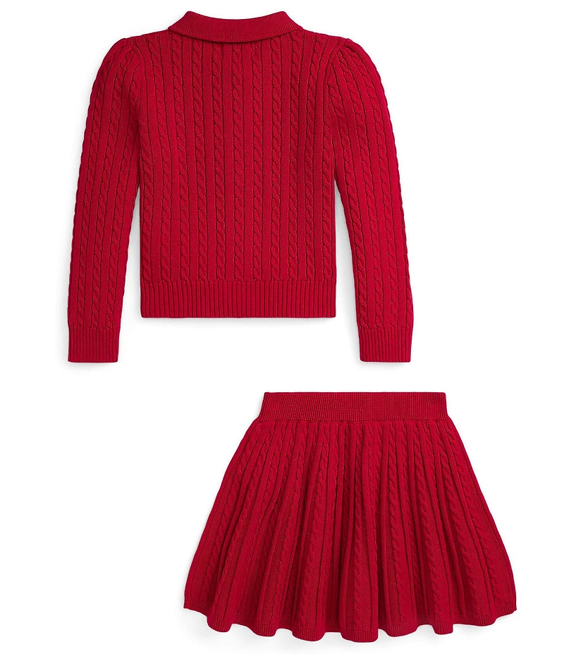 Polo Ralph Lauren Big Girls Long-Sleeve Polo Cardigan & Skirt Set