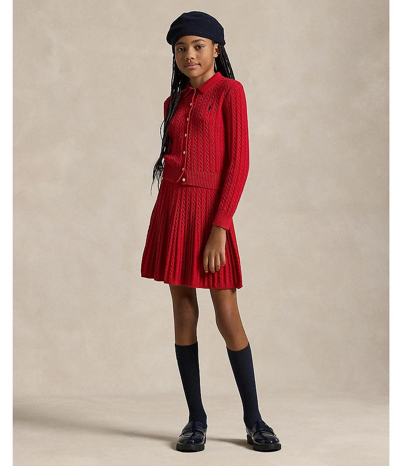 Polo Ralph Lauren Big Girls Long-Sleeve Polo Cardigan & Skirt Set