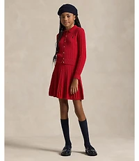 Polo Ralph Lauren Big Girls Long-Sleeve Polo Cardigan & Skirt Set