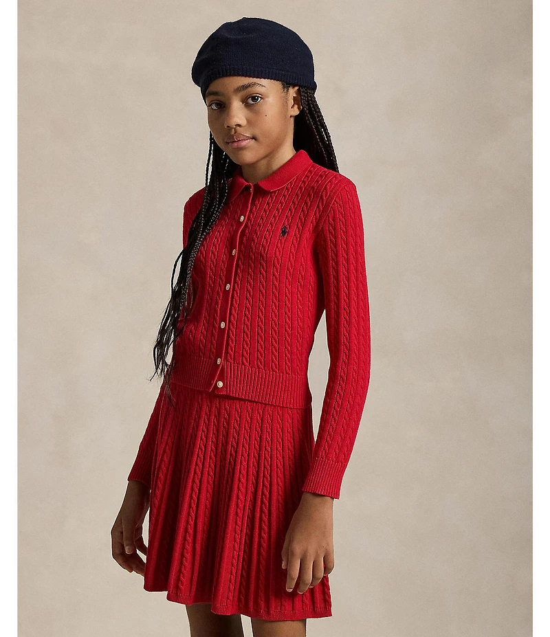 Polo Ralph Lauren Big Girls Long-Sleeve Polo Cardigan & Skirt Set