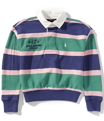 Polo Ralph Lauren Big Girls Long-Sleeve Striped Terry Rugby Sweatshirt
