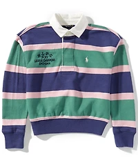 Polo Ralph Lauren Big Girls Long-Sleeve Striped Terry Rugby Sweatshirt