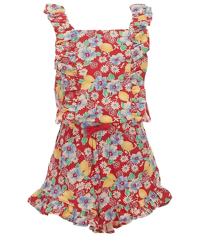 Polo Ralph Lauren Big Girls Ruffle-Trim Floral-Printed Jersey Romper