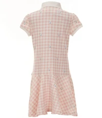 Polo Ralph Lauren Big Girls Short Sleeve Plaid/Floral Stretch Mesh Drop-Waist Dress