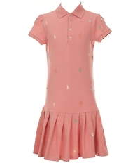 Polo Ralph Lauren Big Girls Short-Sleeve Polo Pony Stretch Mesh Drop-Waist Dress
