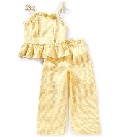 Polo Ralph Lauren Big Girls Sleeveless Gingham Seersucker Top & Matching Pant Set