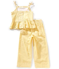 Polo Ralph Lauren Big Girls Sleeveless Gingham Seersucker Top & Matching Pant Set