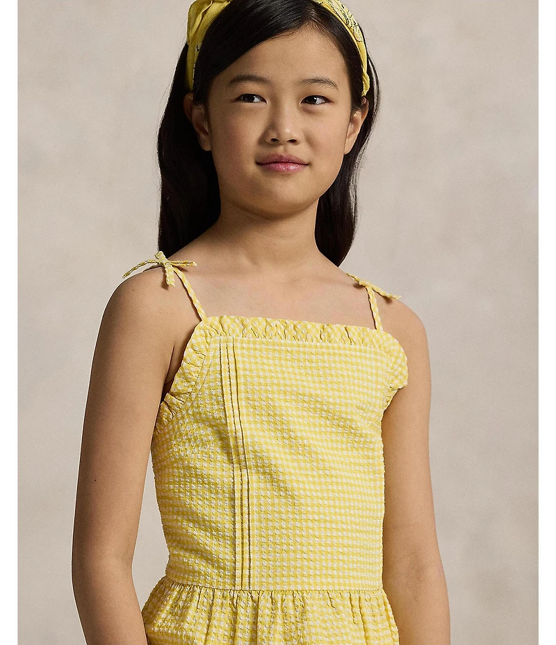 Polo Ralph Lauren Big Girls Sleeveless Gingham Seersucker Top & Matching Pant Set